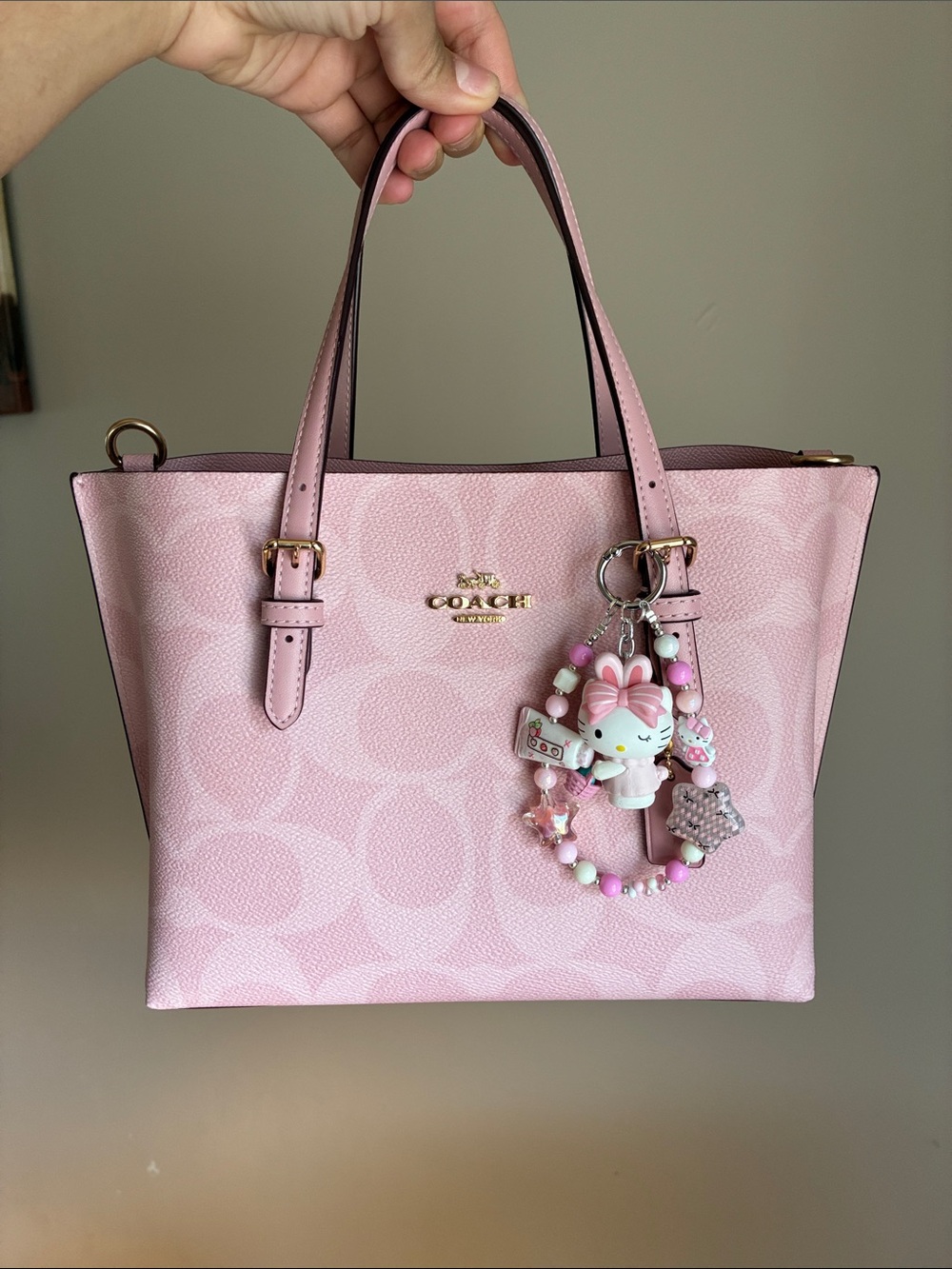 Hello Kitty Pink and White Bunny Charm Keychain Phone Charm
